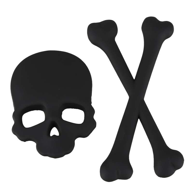 Skull Bone 3d Design Motorcycle Car Emblem Badge Sticker Black