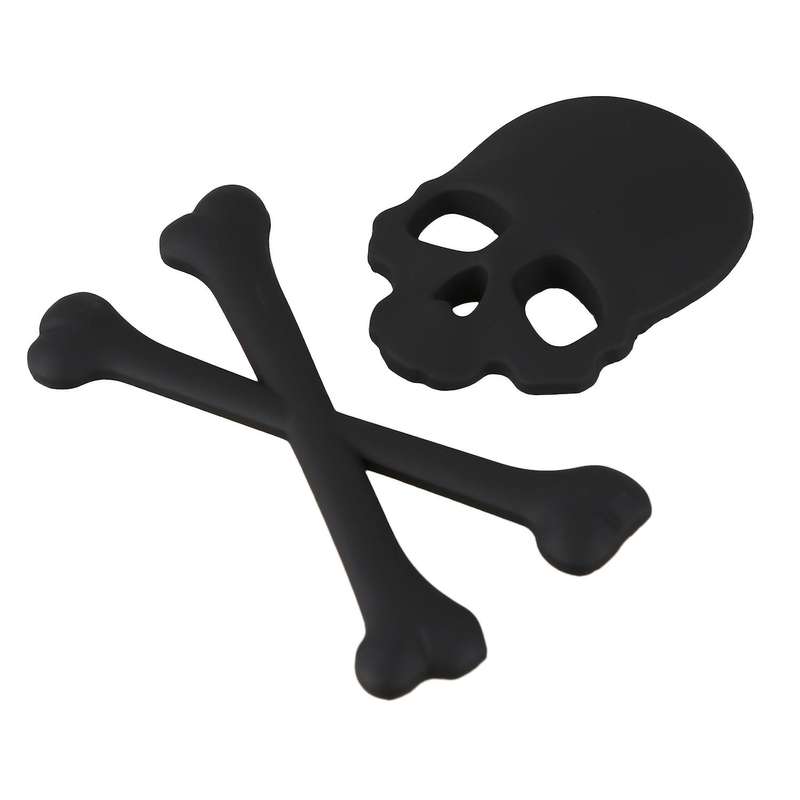 Skull Bone 3d Design Motorcycle Car Emblem Badge Sticker Black