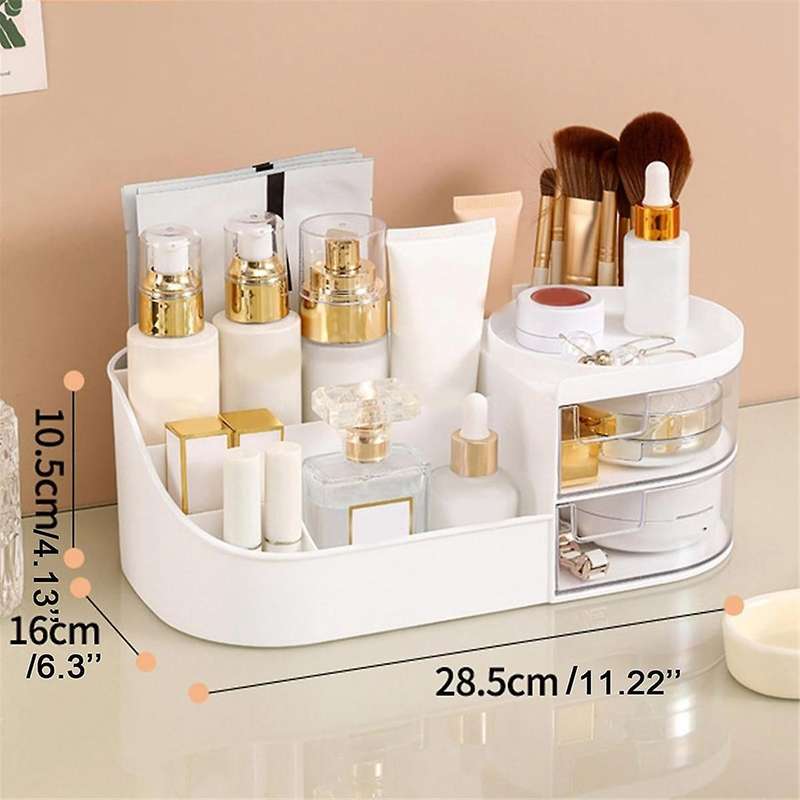 Skin Care Organizer,Makeup Desk Organizer with Drawers,Countertop Organizer for Cosmetics,Vanity Bru