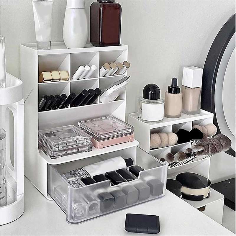 Skin Care Makeup Organizer, Large Capacity with Drawers for Vanity, Makeup Brush, Nail Polish and Be