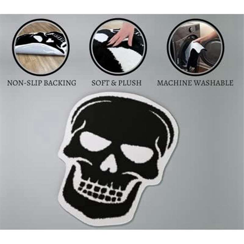 Skull Bath Mat Skull Rug Gothic Decor Skulls Halloween Bathroom Mats Home Decor for Kitchen Rugs Bat