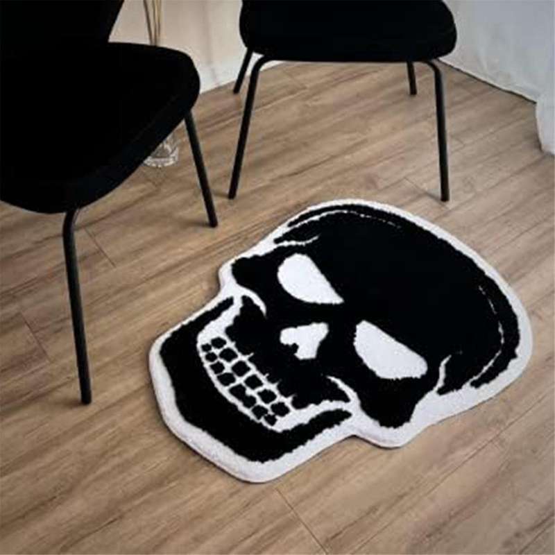 Skull Bath Mat Skull Rug Gothic Decor Skulls Halloween Bathroom Mats Home Decor for Kitchen Rugs Bat