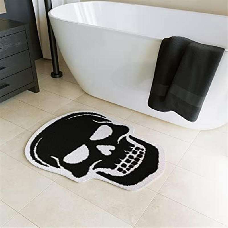 Skull Bath Mat Skull Rug Gothic Decor Skulls Halloween Bathroom Mats Home Decor for Kitchen Rugs Bat