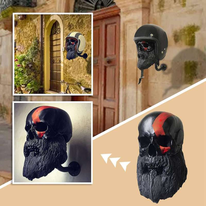 Skull Head Helmet Holder Motorcycle Beard Helmet Holder Essential for Motorcycle Helmet Stand Craft