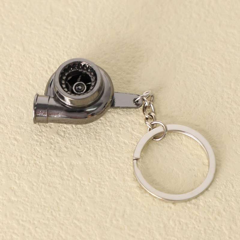 Sleeve Bearing Spinning Golden Auto Parts Models Turbine Turbocharger Turbo Keychain Key Chain Ring