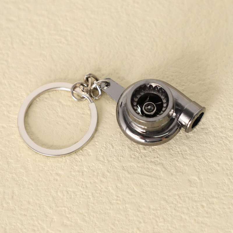 Sleeve Bearing Spinning Golden Auto Parts Models Turbine Turbocharger Turbo Keychain Key Chain Ring