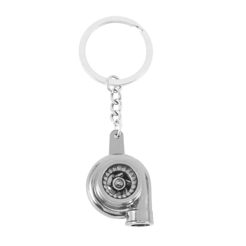 Sleeve Bearing Spinning Golden Auto Parts Models Turbine Turbocharger Turbo Keychain Key Chain Ring
