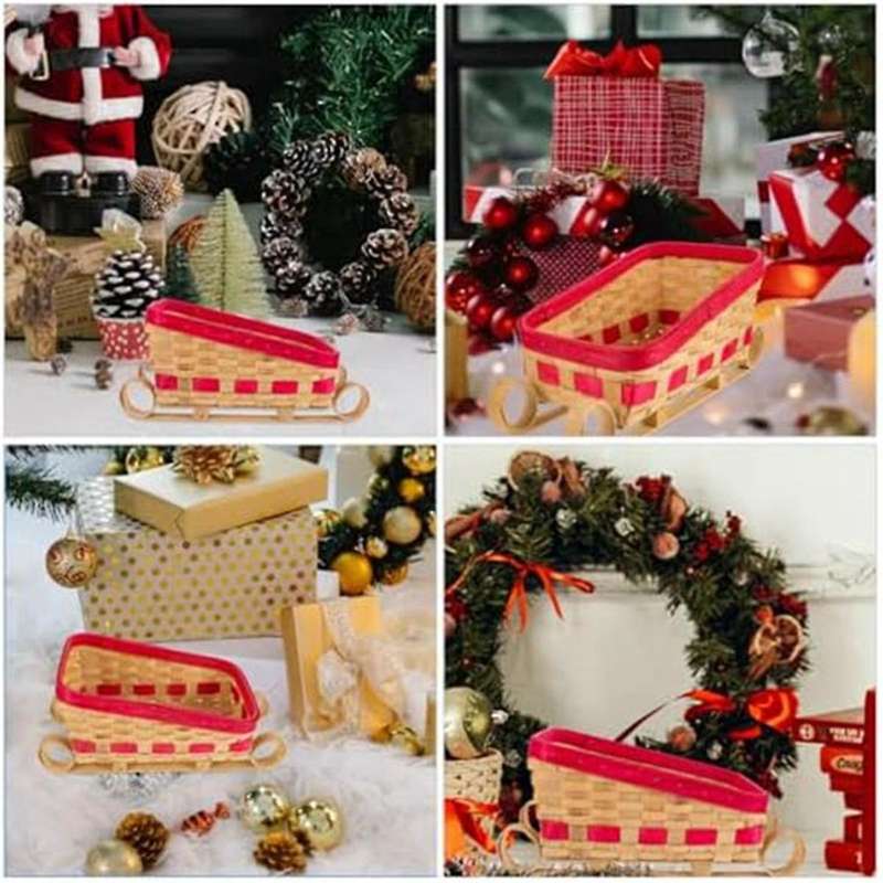 Sleigh Basket Candy Bowl Christmas Candy Storage Basket Table Centerpiece Sled Ornament Sleigh Baske