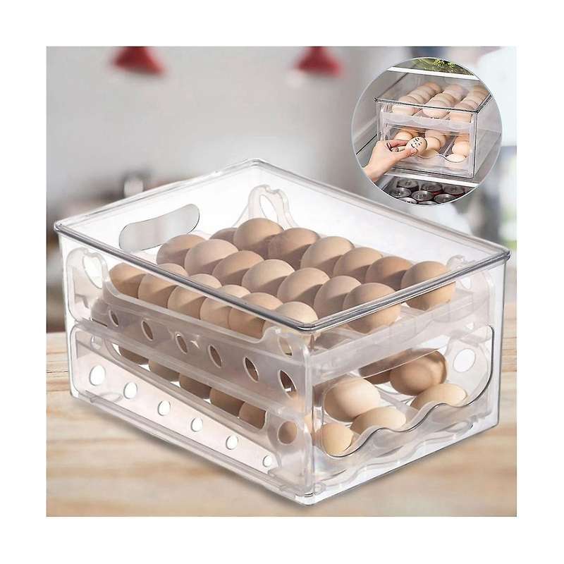 Slide Eggs Storage Box Egg Holder Container Refrigerator Drawer Stackable Food Eggs Box Kitchen Fri