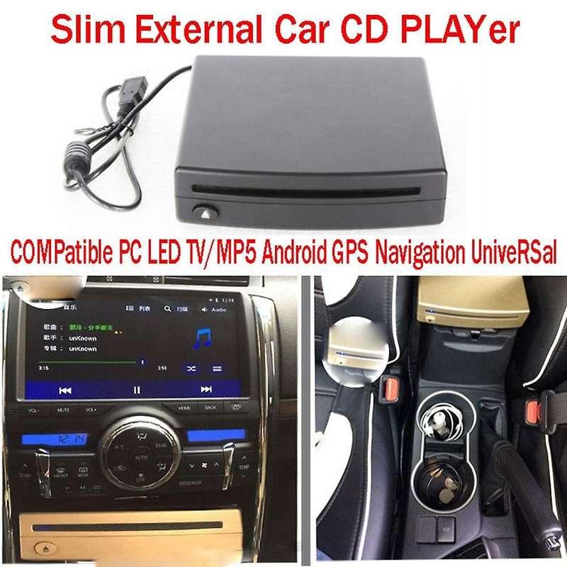 Slim External Car CD Player Compatible PC LED TV/MP5 GPS Navigation Universal USB Slot-in Type Play