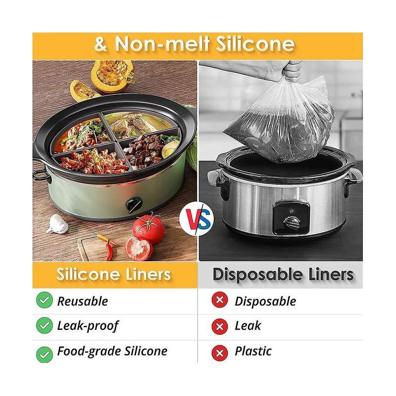 Slow Cooker Divider Liner, Silicone Slow Cooker Liner Pot Liners Dishwasher Safe Cooking Liners For