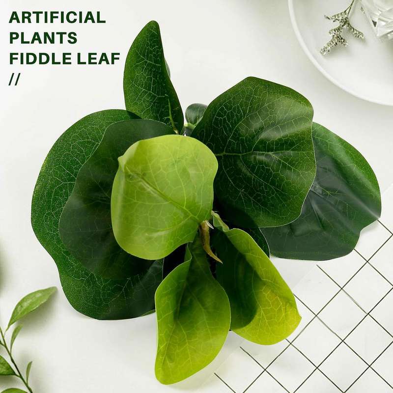 Small Artificial Fiddle Leaf Tree 11inch Faux Ficus Lyrata Tree for Home Wedding Courtyard Indoor A