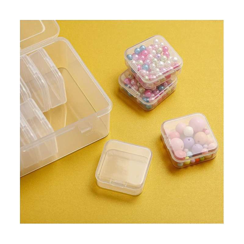 Small Bead Organizer Plastic Storage Cases Storage Containers Transparent Boxes Hinged Lid Rectangl
