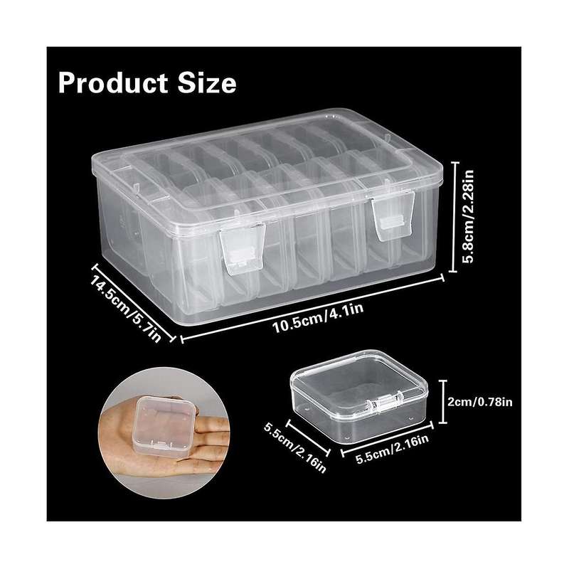 Small Bead Organizer Plastic Storage Cases Storage Containers Transparent Boxes Hinged Lid Rectangl