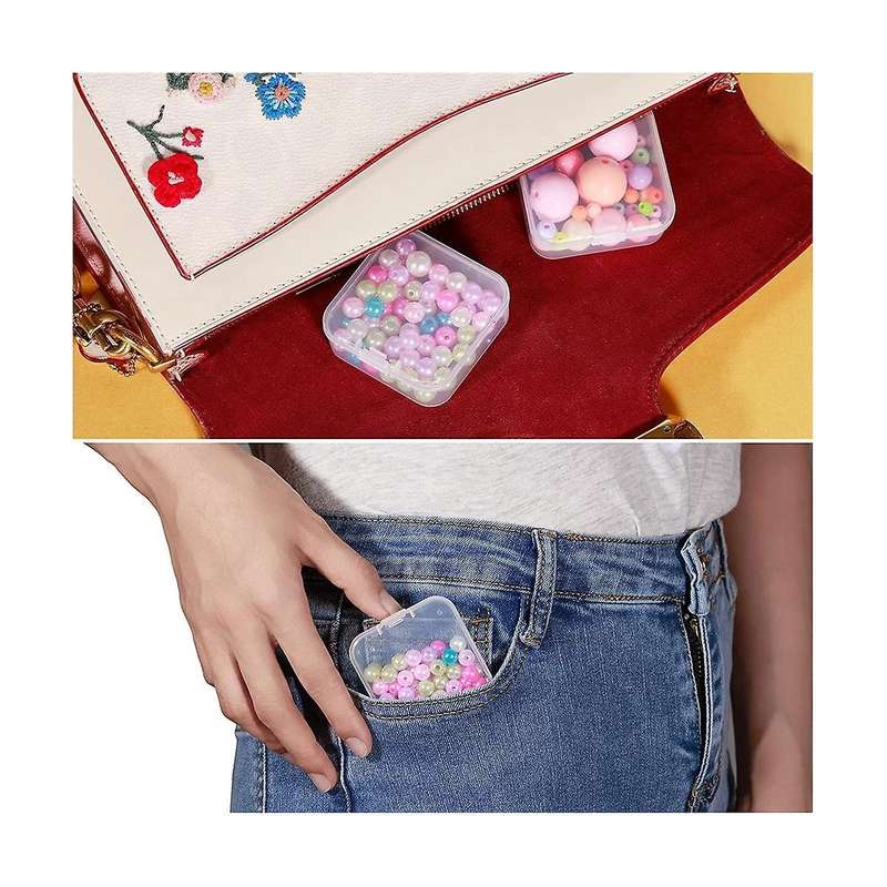 Small Bead Organizer Plastic Storage Cases Storage Containers Transparent Boxes Hinged Lid Rectangl