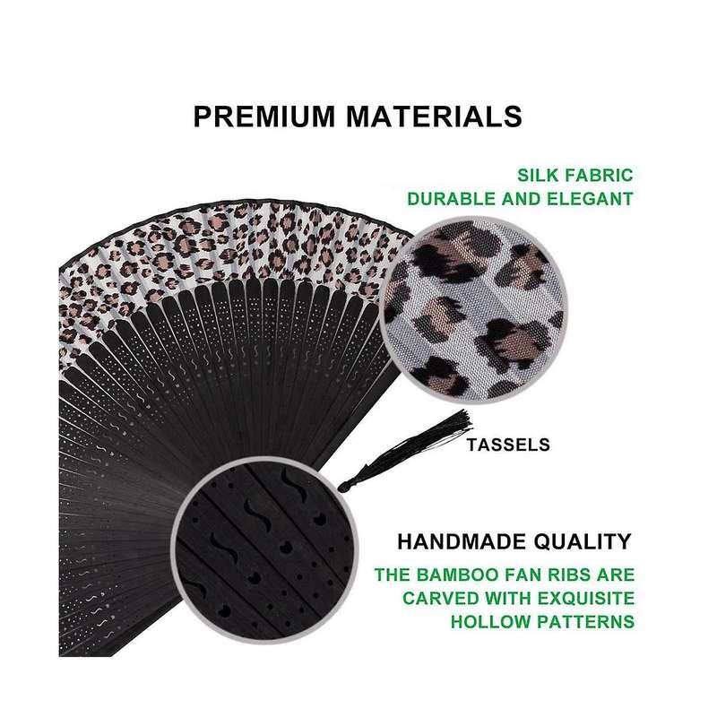 Small Folding Hand Fan for Women, Chinese Japanese Vintage Style Bamboo Silk Fans for Party Wedding