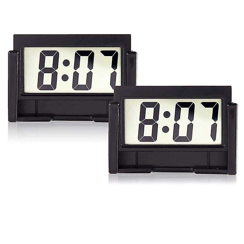 Small Digital Car Dashboard Clock Battery Operated Big Clear LCD Time Display for Automotive, Motorc