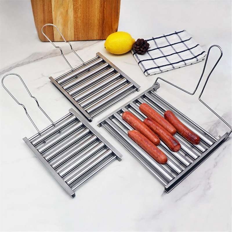 Small New Stainless Steel Hot Dog Roller, Hot Dog Roller Barbecue, Special Barbecue Tools for Outdoo
