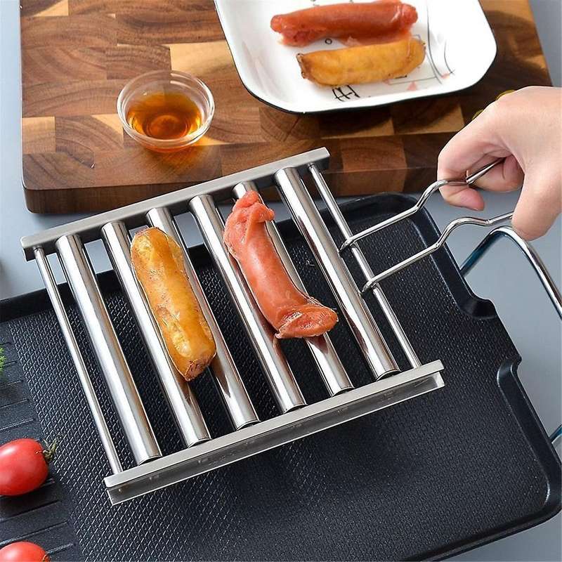 Small New Stainless Steel Hot Dog Roller, Hot Dog Roller Barbecue, Special Barbecue Tools for Outdoo