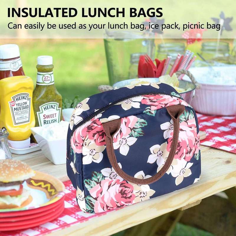 Small Lunch Bag, Insulated Lunch Bags for Women, Reusable Adult Lunch Box, Lunch Bag Women (blue Wi