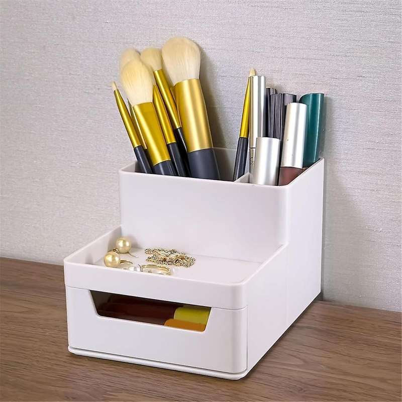 Small Makeup Brush Holder Organizer,Mini Cosmetic Countertop,Skincare Storage for Desk, Vanity,Bath