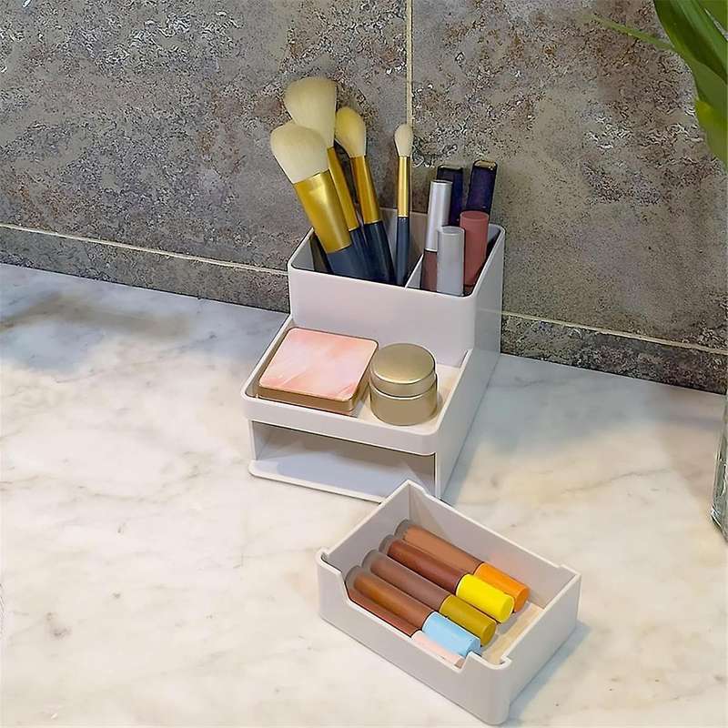 Small Makeup Brush Holder Organizer,Mini Cosmetic Countertop,Skincare Storage for Desk, Vanity,Bathr
