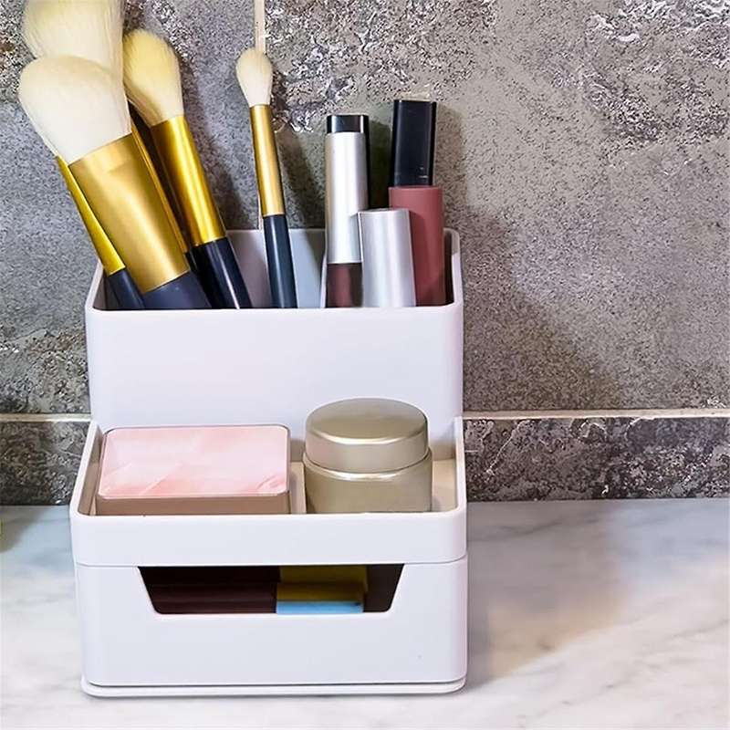 Small Makeup Brush Holder Organizer,Mini Cosmetic Countertop,Skincare Storage for Desk, Vanity,Bathr