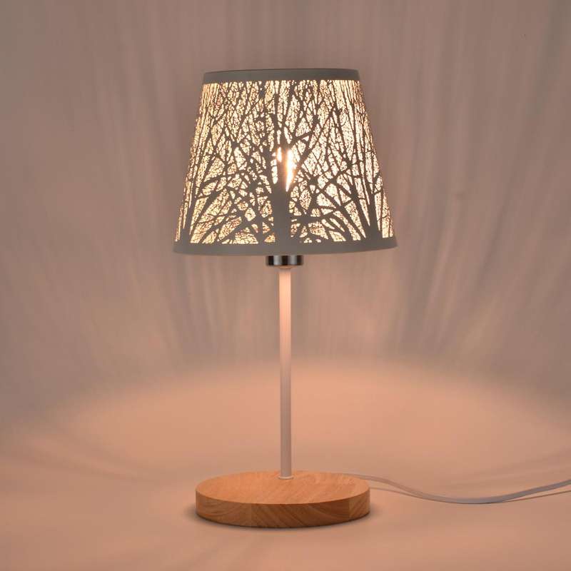 Small Lamp Shade on Bulb,Barrel Metal Lampshade with Pattern of Trees for Table Chandelier Wall Lam