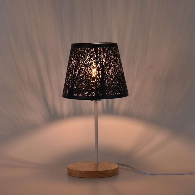 Small Lamp Shade on Bulb,Barrel Metal Lampshade with Pattern of Trees for Table Chandelier Wall Lam