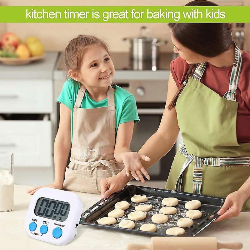 Small Kitchen Timer Timer with Loud Alarm Magnetic Display Timer LED Countdown Timer for Cooking Whi