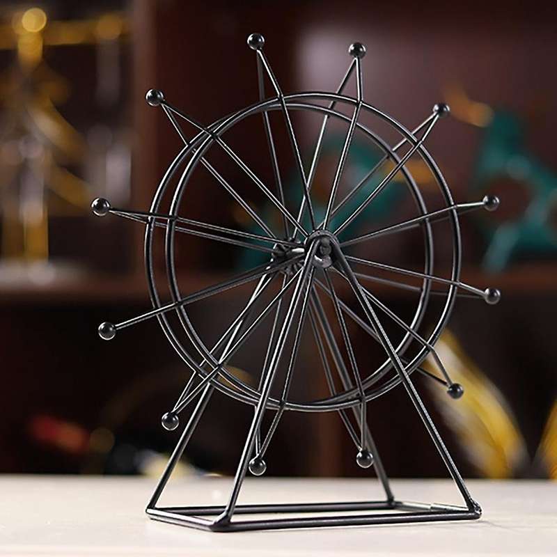 Small Rotating Wheel Metal Miniatures for Interior Metal Decorations Home Decoration Crafts Ornament
