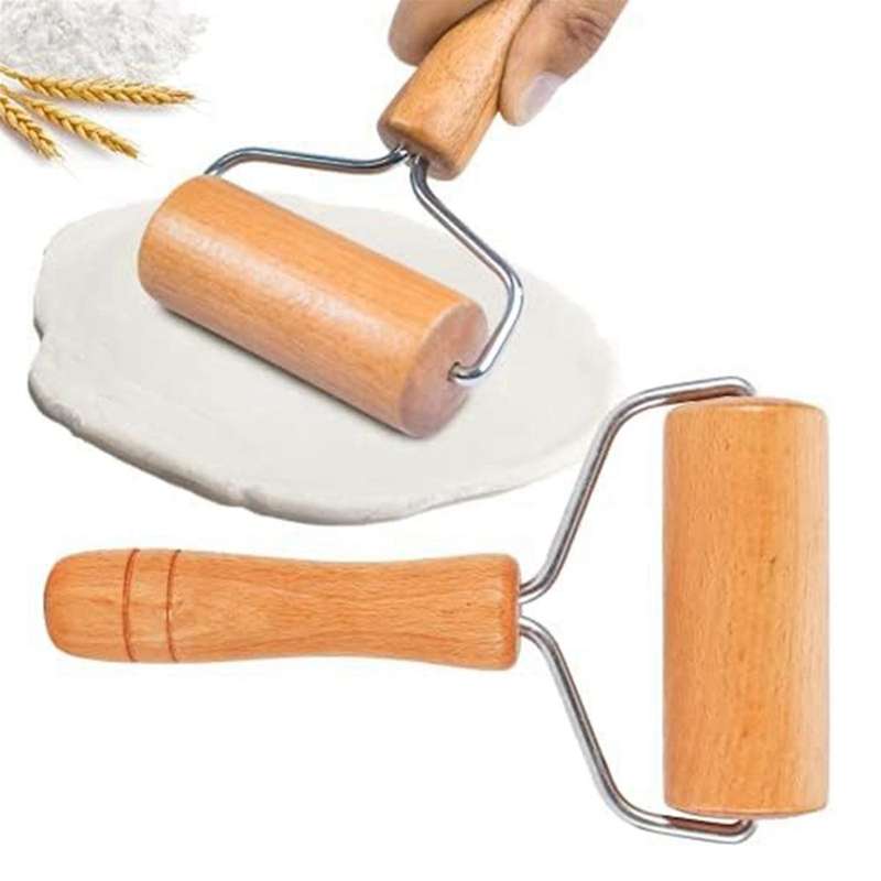 Small Rolling Pin, Wooden Dough Roller, Non-Stick Pizza Roller, Dough- Roller Set for Home Kitchen B