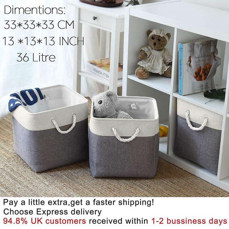 Small Storage Box Imitation Fabric Storage Square with Handles for Closets, Shelves, Clothes, Toys