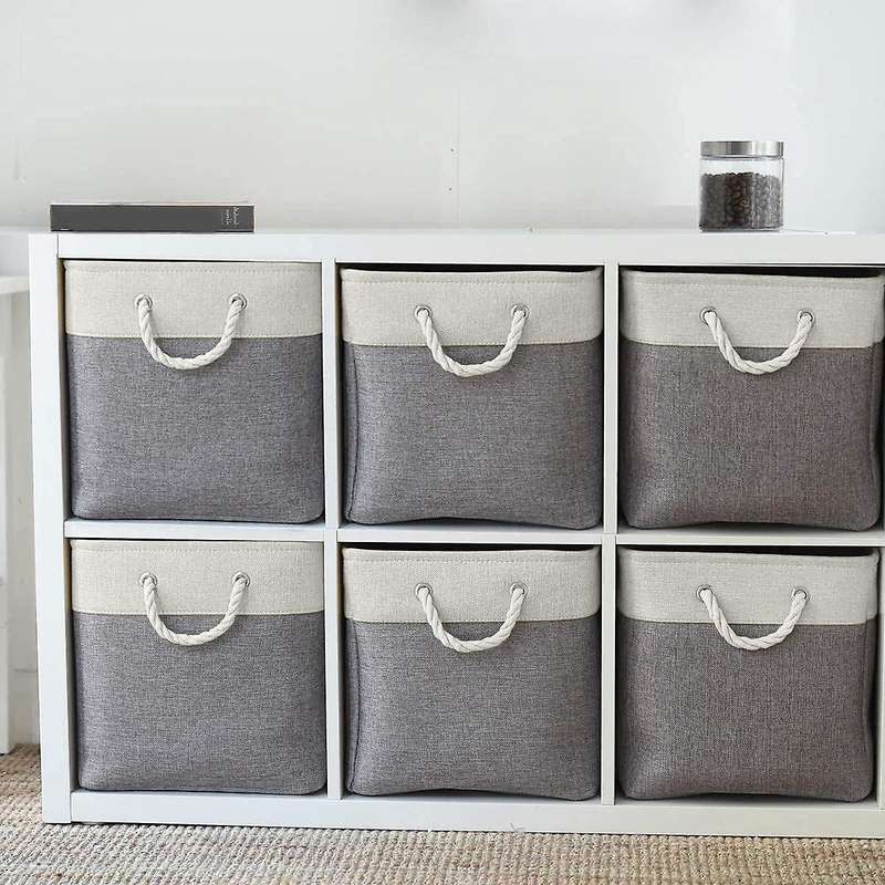 Small Storage Box Imitation Fabric Storage Square with Handles for Closets, Shelves, Clothes, Toys