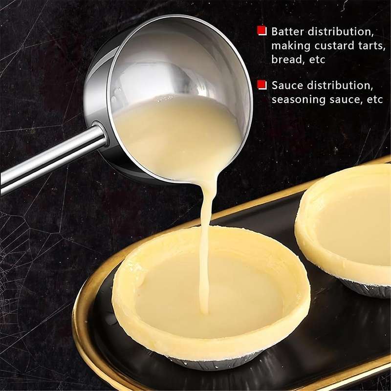 Small Soup Ladle Stainless Steel Metal Deep Spoon with Pour Spout 2 Oz Long Handle Ladles Heat-Resis