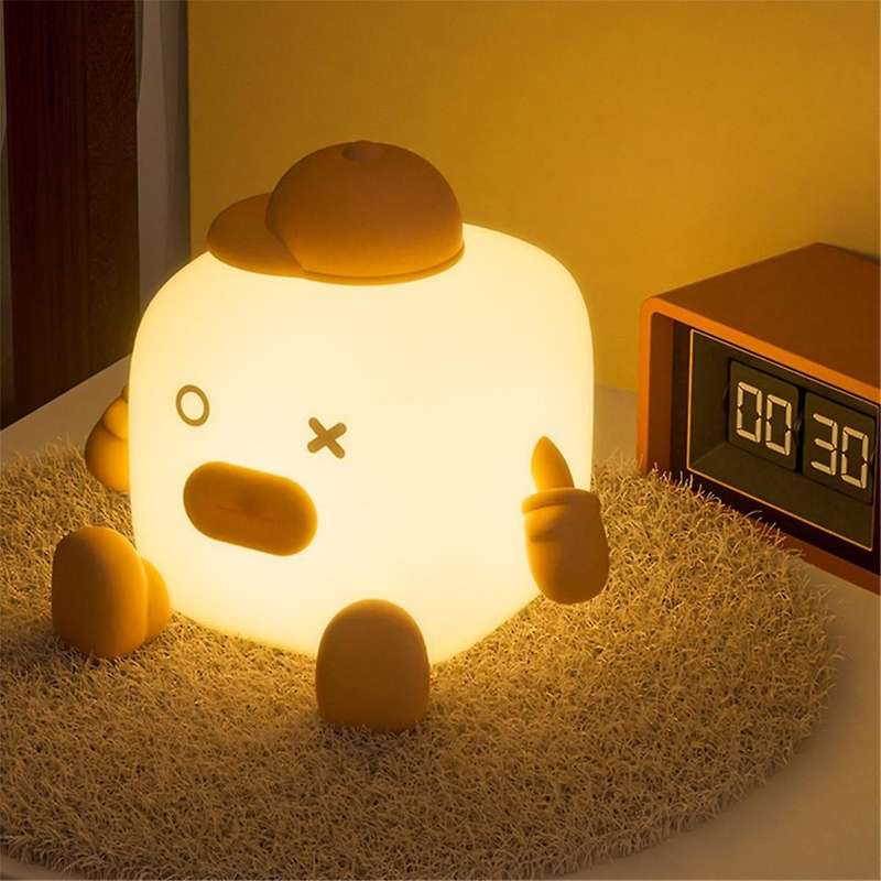 Small Square Clap Nightlight Cute Desktop Ornaments Hand Gift Bedside Lamp with Sleeping Dormitory S