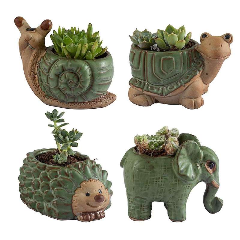 Small Succulent Pot with Drainage, Ceramic Animal Pot, Indoor Plant, Cute Cactus Bonsai Pot,for Home
