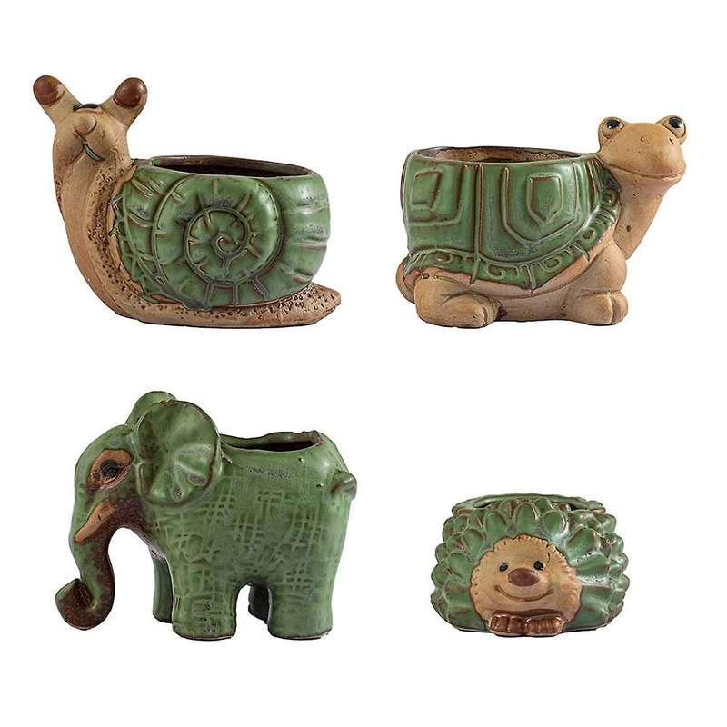 Small Succulent Pot with Drainage, Ceramic Animal Pot, Indoor Plant, Cute Cactus Bonsai Pot,for Home