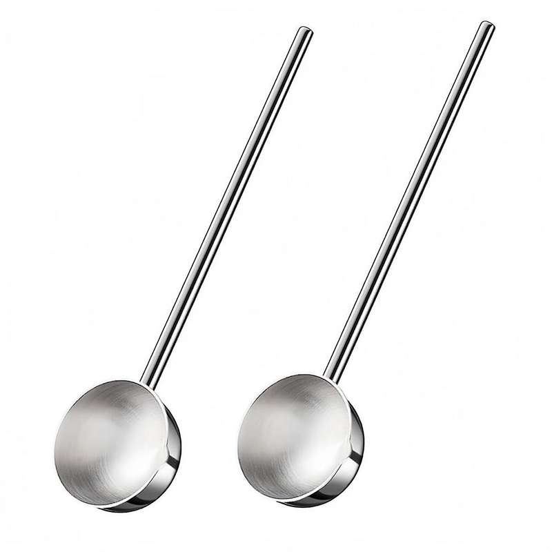 Small Soup Ladle Stainless Steel Metal Deep Spoon with Pour Spout 2oz Long Handle Ladles for Kitchen