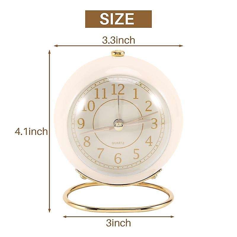 Small Table Clocks, Classic Non-ticking Quartz Tabletop Analog Alarm Clock Desk Clock with Backligh