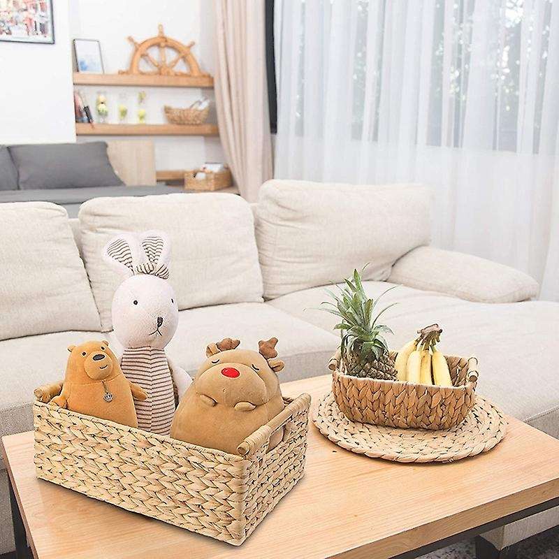 Small Wicker Baskets for Organizing Bathroom, Hyacinth Baskets for Storage, Wicker Storage Basket W