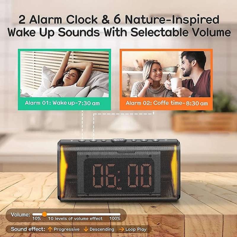Smart Alarm Clock, Digital Alarm Clock with USB Speaker, Bedroom Alarm Clock, Dimmable Alarm Clock w