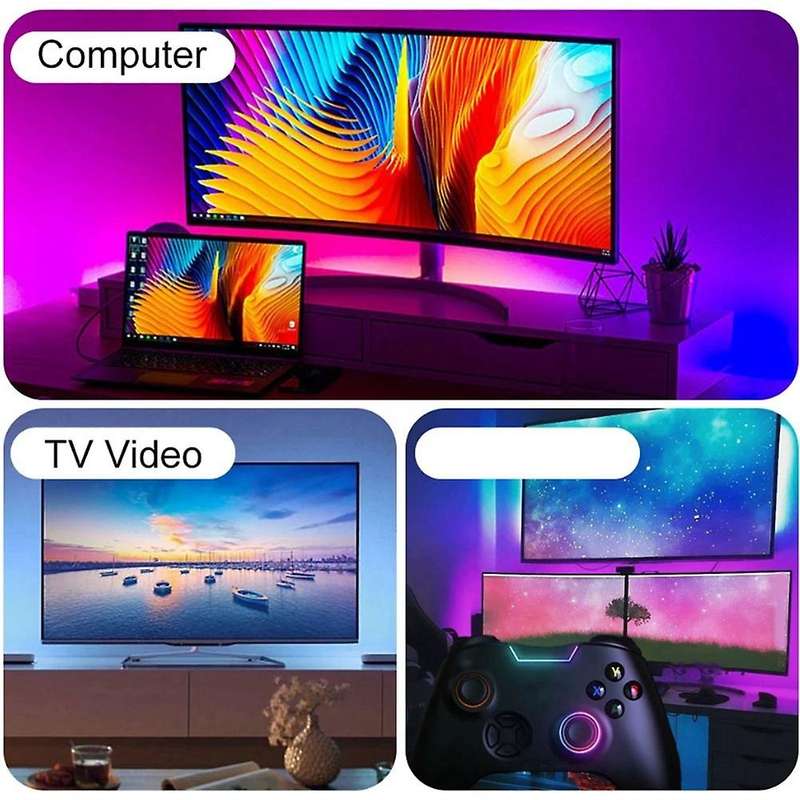 Smart Ambient TV Led Backlight -Compatible 2.0 Device Sync Box RGB Light Strip Kit for TV Video / EU