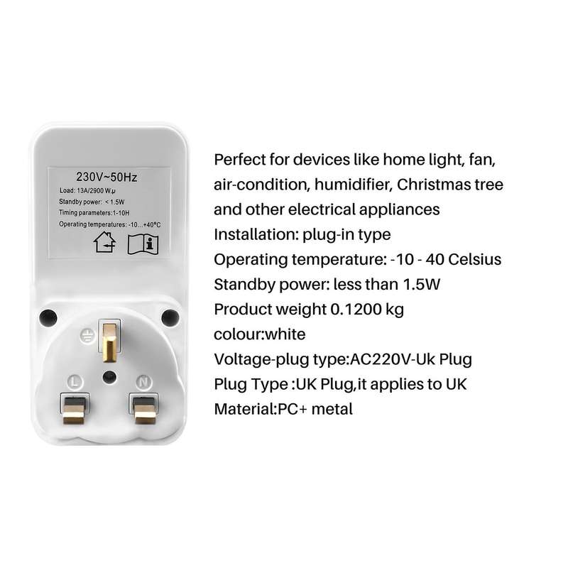 Smart Countdown Timer Switch Socket Auto Shut Off Outlet Uk Plug