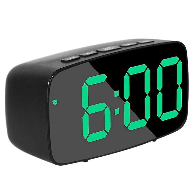 Smart Digital Alarm Clock Bedside,Green LED Travel USB Desk Clock with 12/24H Date Temperature Snooz