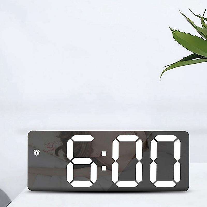 Smart Digital Alarm Clock Bedside,white Led Travel Usb Desk Clock with 12/24h Date Temperature Snoo