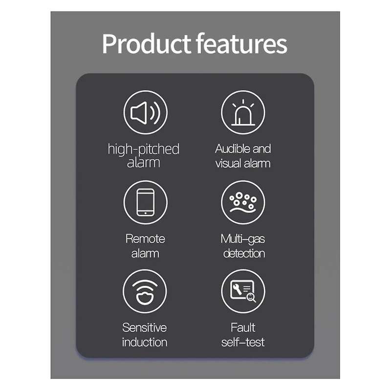 Smart Home Wireless WiFi Combustible Gas Detector Smart Life APP Remote Alarm 85DB Security Protecti