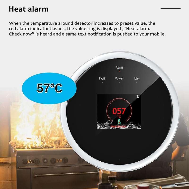 Smart Life for Tuya Wifi Gas Leak Sensor Led Display Screen Combustible Smart Home Gas Detector-EU P