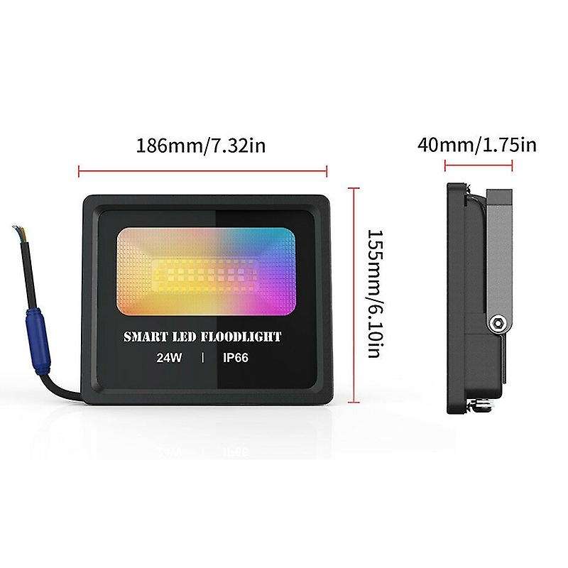 Smart LED Floodlight 24W Bluetooth APP Control Outdoor Smart RGB Flood Light IP66 Waterproof Garden