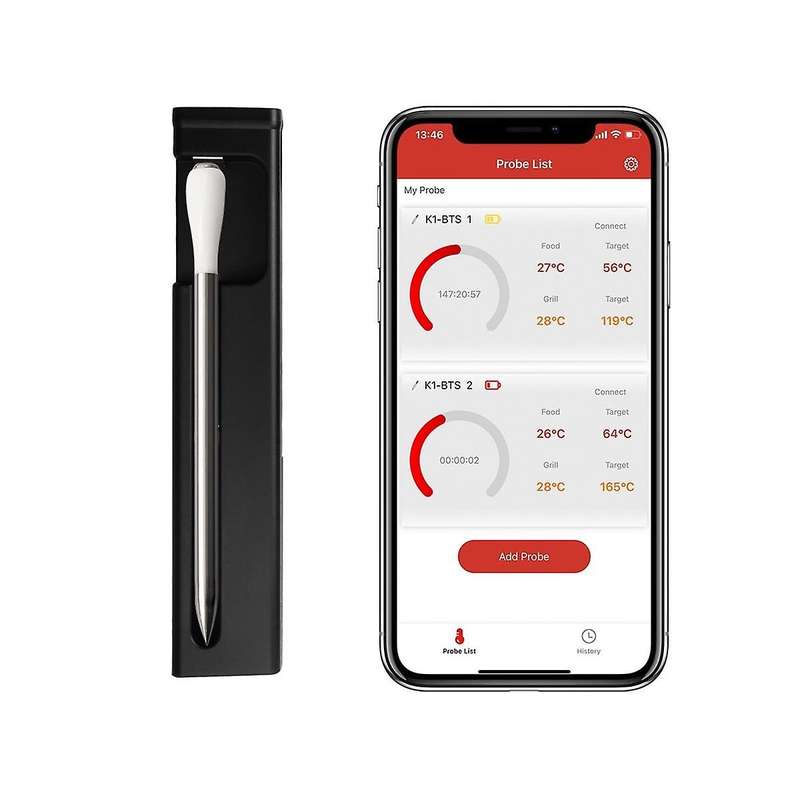 Smart Meat Thermometer with Bluetooth Wireless Range 30M for the Oven, Grill, Kitchen, BBQ, Smoker